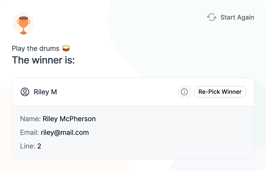 Randomly Drawn Winner from Random Name Picker